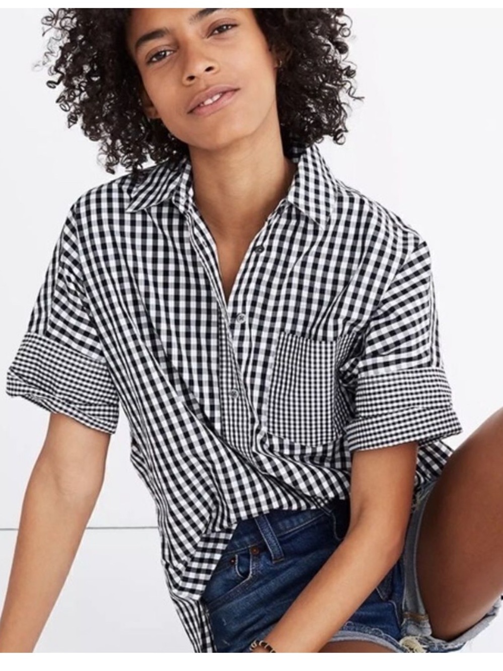 Madewell Black and White Gingham Button-Down Shirt